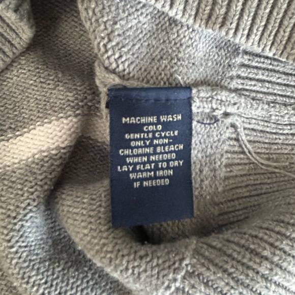 Vintage Polo Ralph Lauren Gray White Stripe 1/4 Zip Sweater Flag Logo Size XXL - Picture 7 of 9